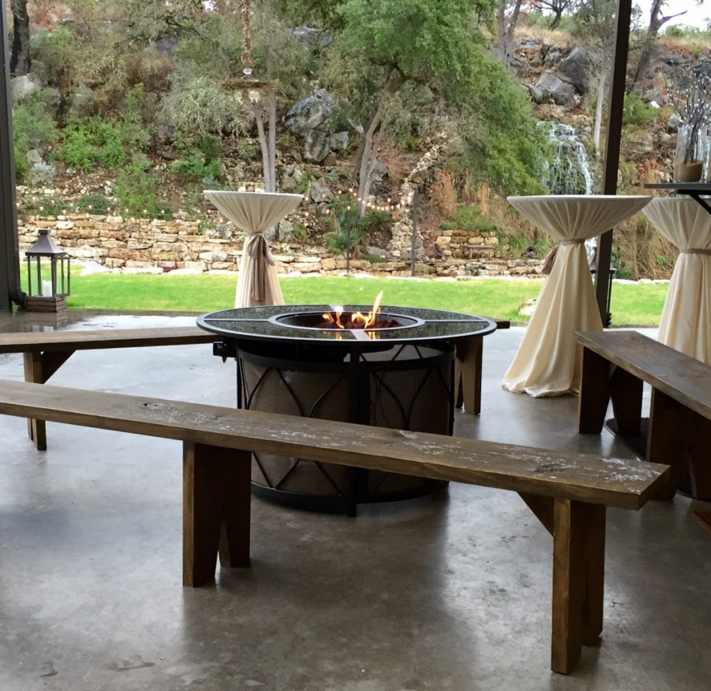 Rustic Benches with Fire Pit
