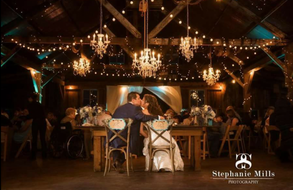 Chandeliers with String Lighting & Twinkle Lights - Rustic Wedding