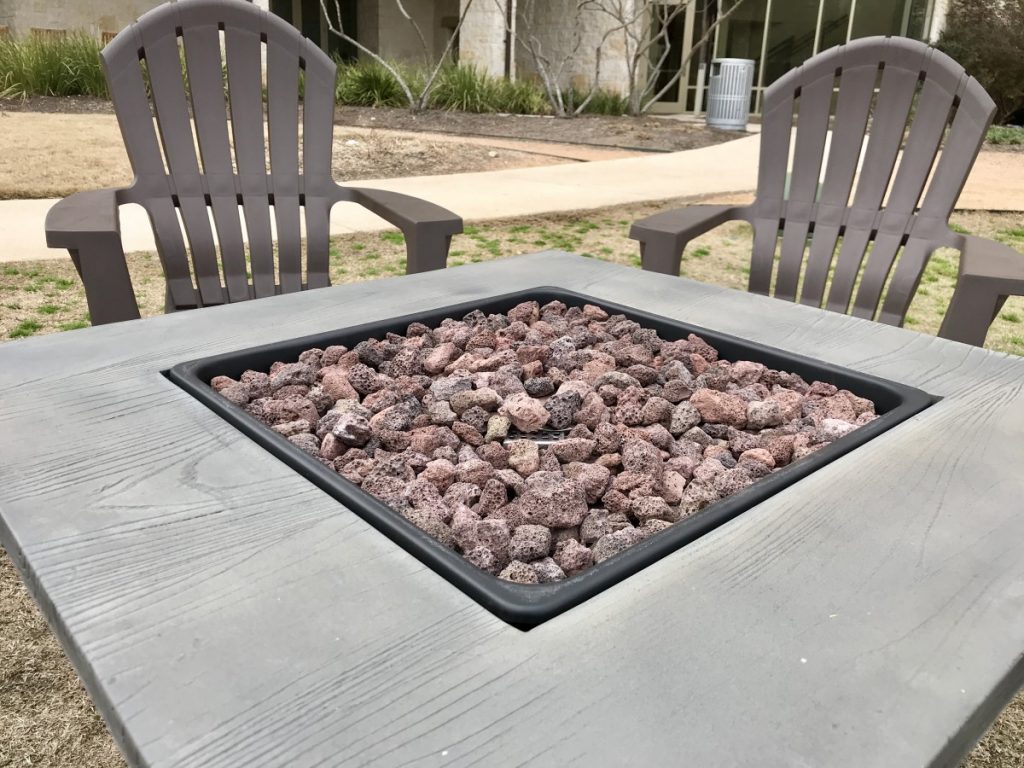 Square Fire Pit with Adirondack Chairs