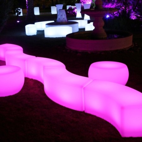 LED Serpentine Benches with LED Coffee Tables