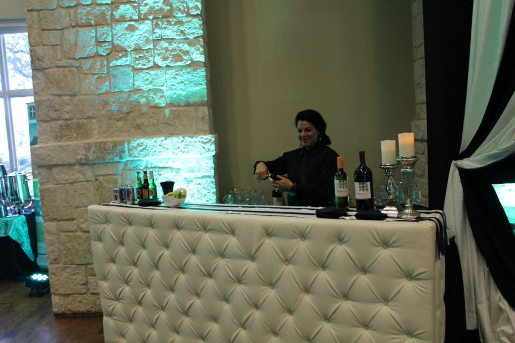 White Leather Tufted Bar