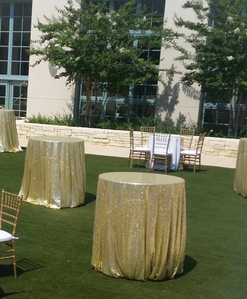 Cocktail Tables with Glitz Tablecloths