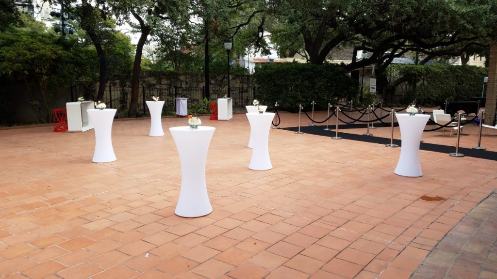 Hourglass LED Cocktail Tables Outdoors