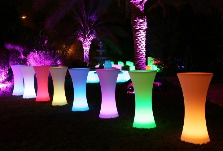 lighted cocktail tables