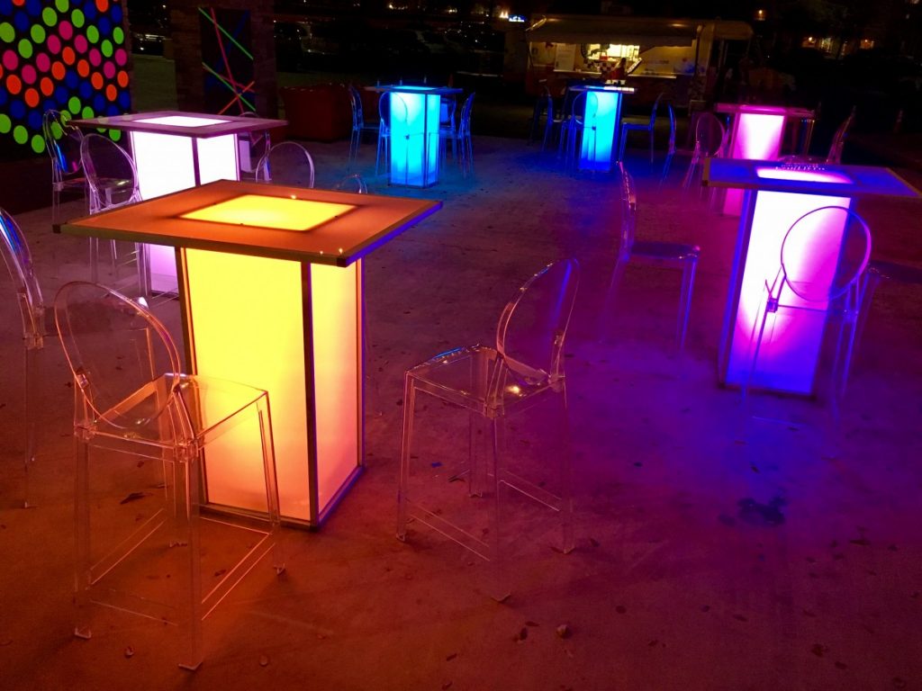 LED Acrylic Cocktail Tables with Ghost Barstools