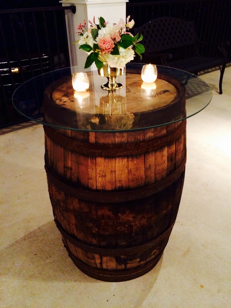 Wine Barrel Rustic Tables with Glass Top